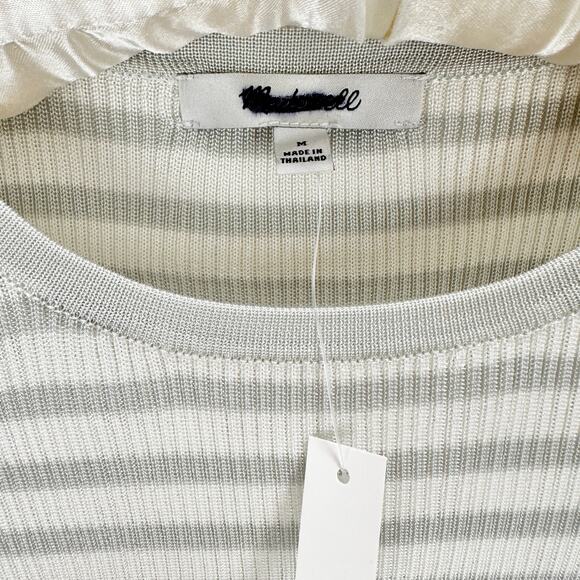 Madewell Micro Rib Sweater Tee Shirt Top Minimalist Viscose Monument Medium NWT - Picture 9 of 13